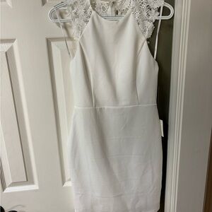 Elegant White Lace Halter Dress